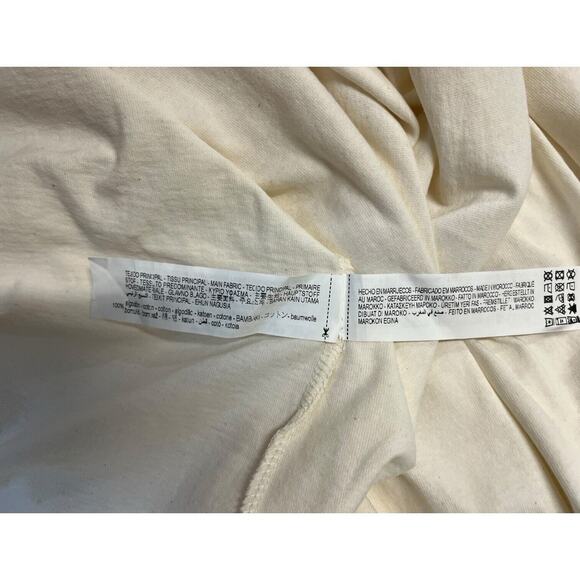 New Zara Dress Womens M Extended Shoulder Midi Tank Cinched Drawcord Waist Ivory - Picture 8 of 16